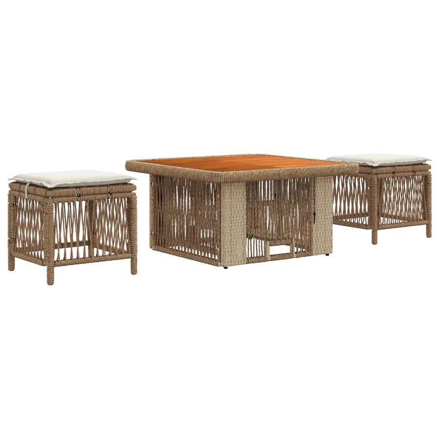 Ensemble de salle à manger pour jardin 3 pcs Beige et crème - 2