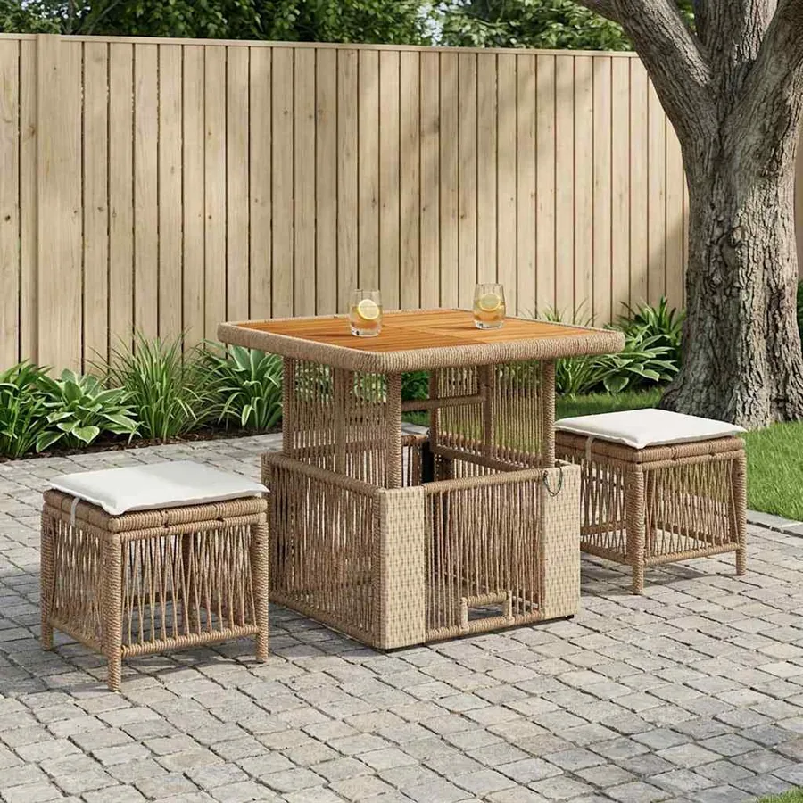 Ensemble de salle à manger pour jardin 3 pcs Beige et crème - 3
