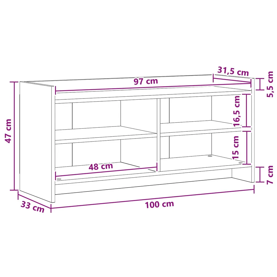 Meuble TV 100 x 33 x 47 cm Chêne Sonoma Bois d'ingénierie - 7