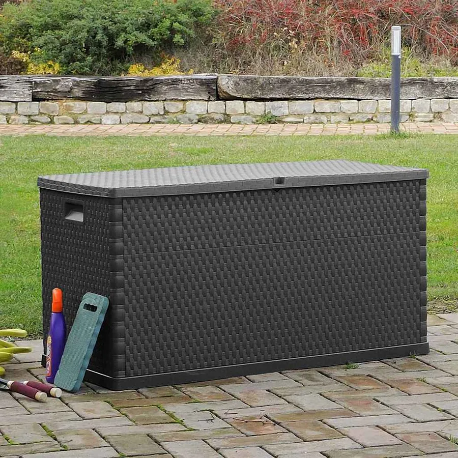 Boîte de stockage de jardin Anthracite 120x56x63 cm PP Rotin - 4