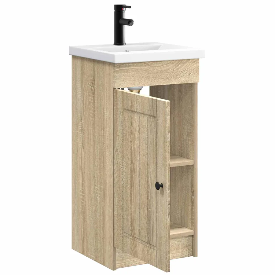 Meuble de salle de bain avec évier Chêne Sonoma - 4