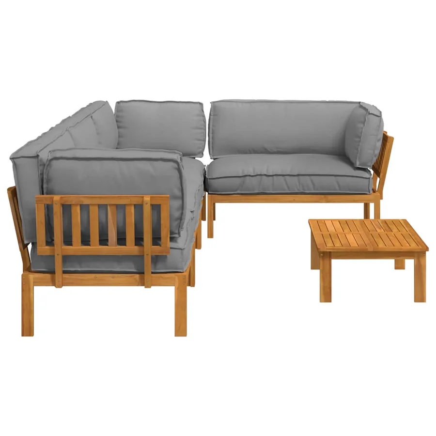 Ensemble de Canapés Uni 5 pcs Gris Bois d'Acacia Massif - 11