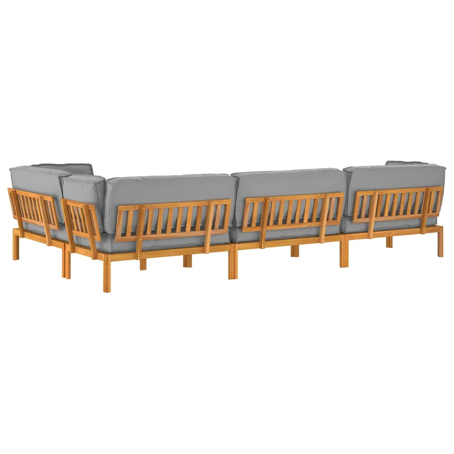 Ensemble de Canapés Uni 5 pcs Gris Bois d'Acacia Massif - 12