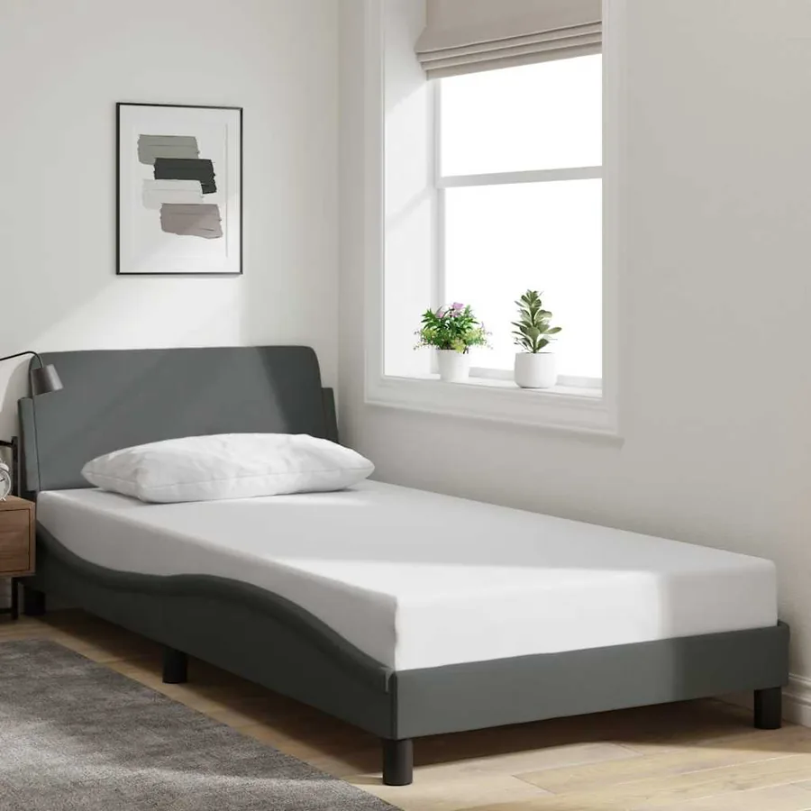 Cadre de lit Dover gris foncé 100x203 cm tissu
