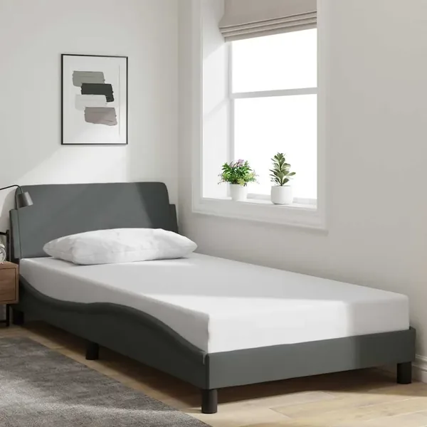 Cadre de lit Dover gris foncé 100x203 cm tissu