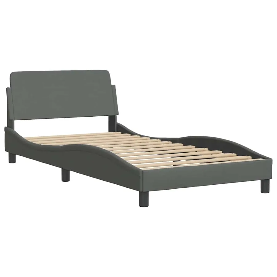 Cadre de lit Dover gris foncé 100x203 cm tissu - 3
