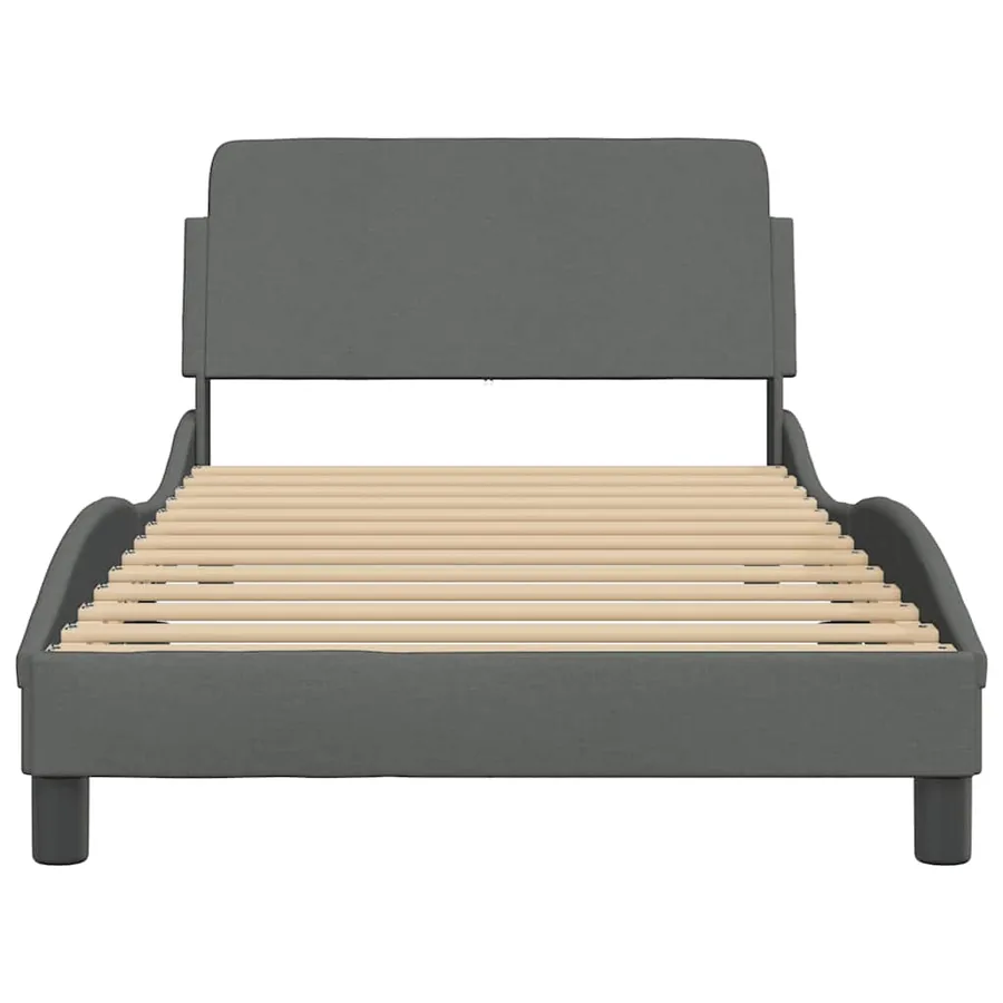 Cadre de lit Dover gris foncé 100x203 cm tissu - 4