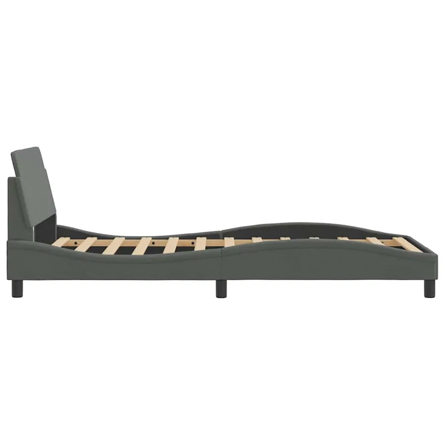 Cadre de lit Dover gris foncé 100x203 cm tissu - 5