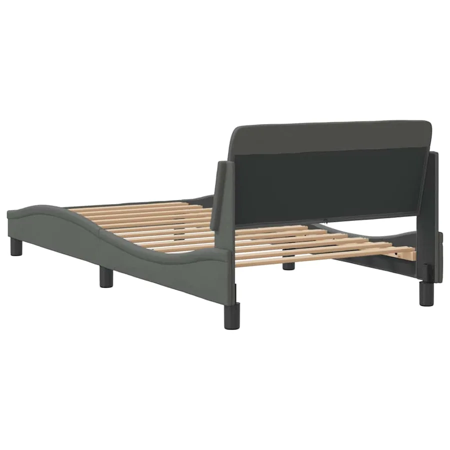 Cadre de lit Dover gris foncé 100x203 cm tissu - 6