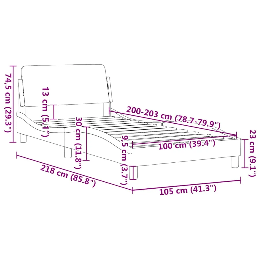 Cadre de lit Dover gris foncé 100x203 cm tissu - 9