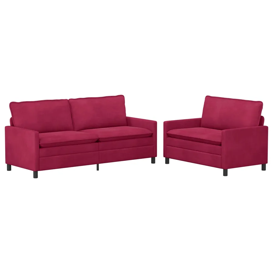 Ensemble de Canapés 2 pcs Bordeaux Velours - 2