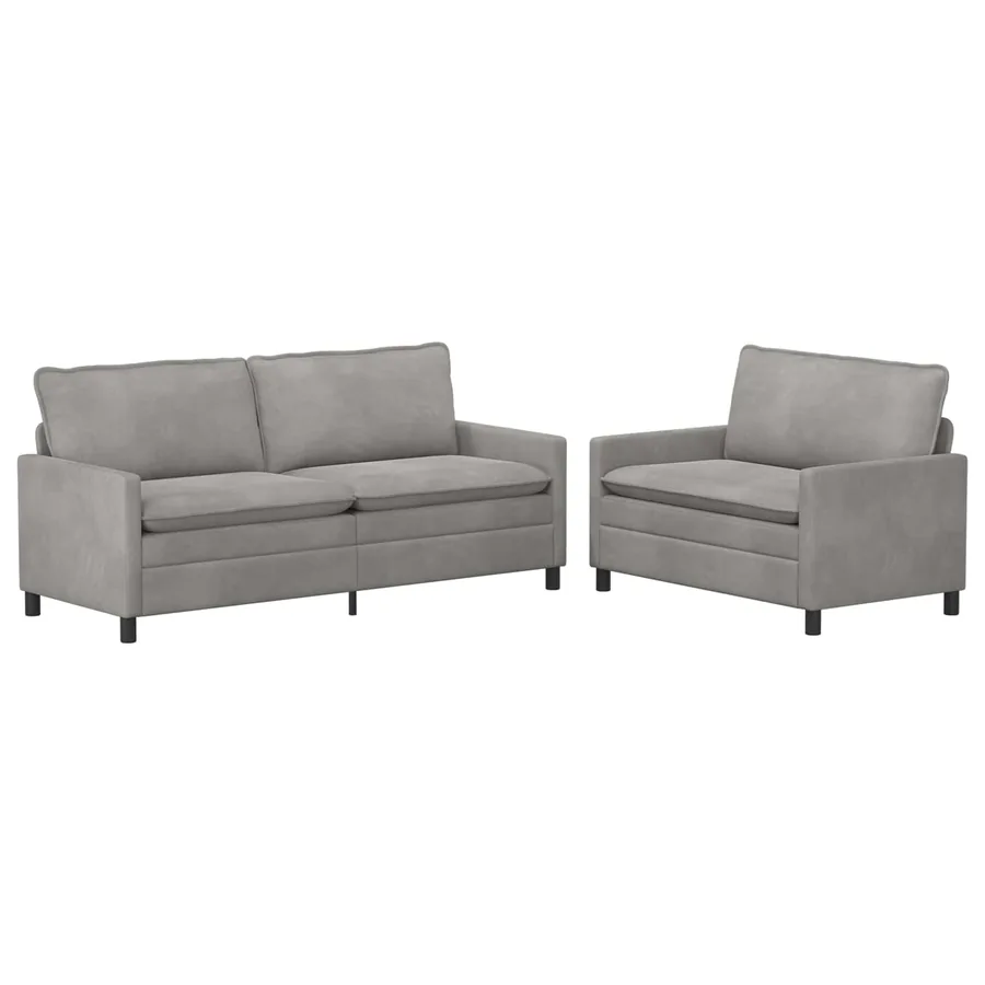 Ensemble de Canapés 2 pcs Gris clair Velours - 2
