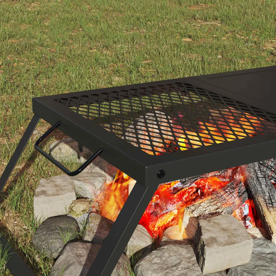 Gril de camping pliable Noir 31,5 x 26,5 x 4 cm Acier allié - 3