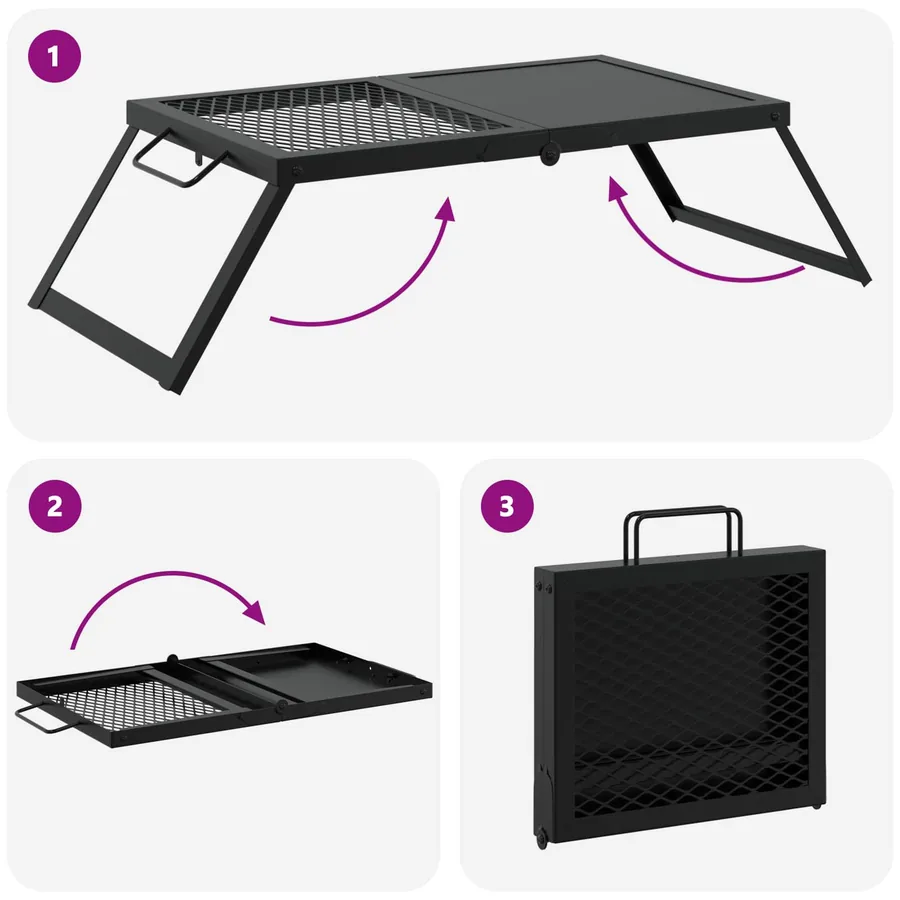 Gril de camping pliable Noir 31,5 x 26,5 x 4 cm Acier allié - 9