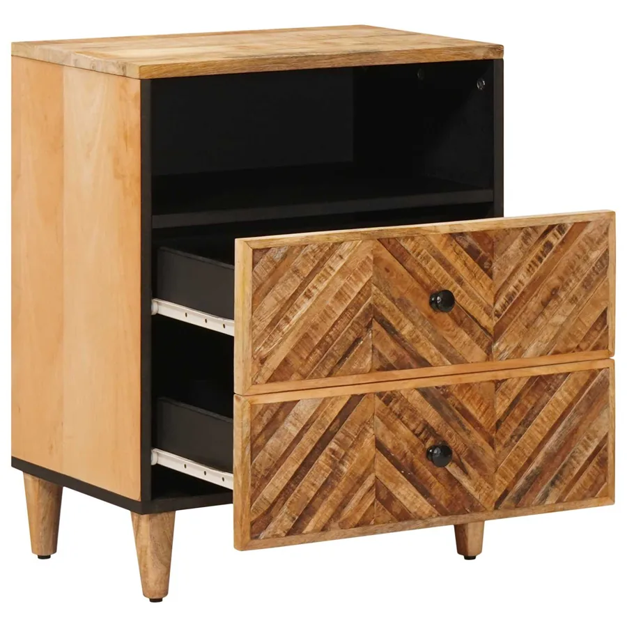Table de chevet Marron 50 x 33 x 60 cm Bois de mangue massif - 2