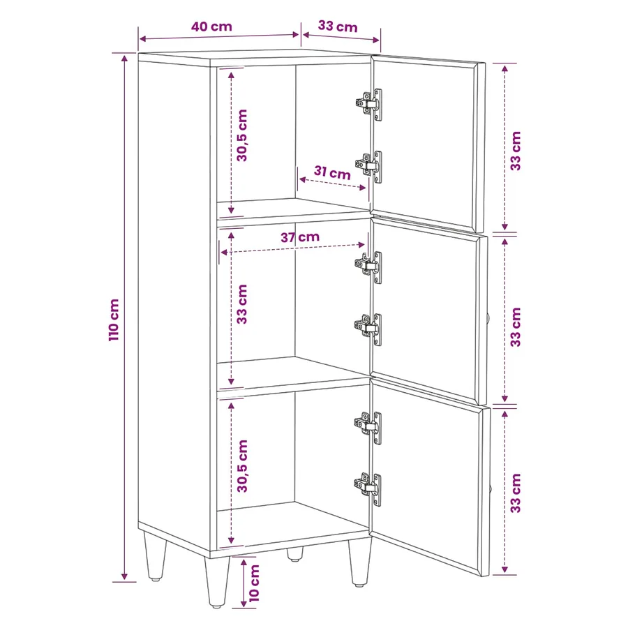 Armoires de rangement avec stockage Marron 40 x 33,5 x 110 cm - 12