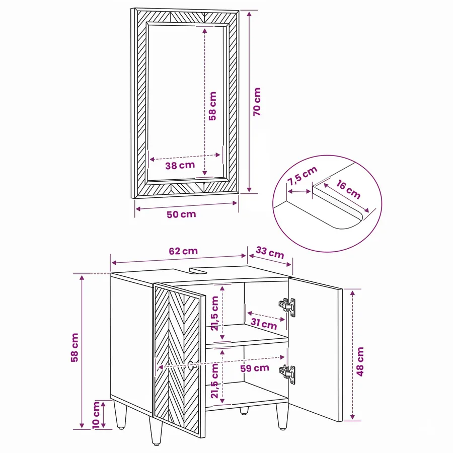 Ensemble de Meubles de Salle de Bain Montage mural 2 pcs - 14