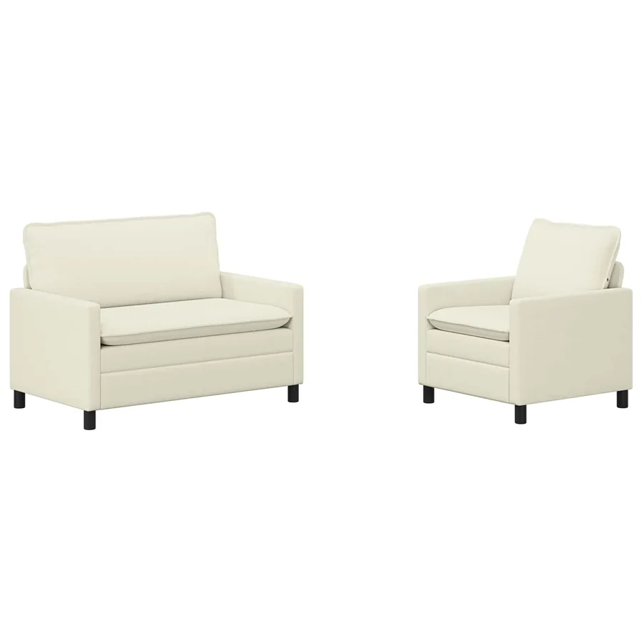 Ensemble de Canapés 2 pcs Crème Tissu - 2