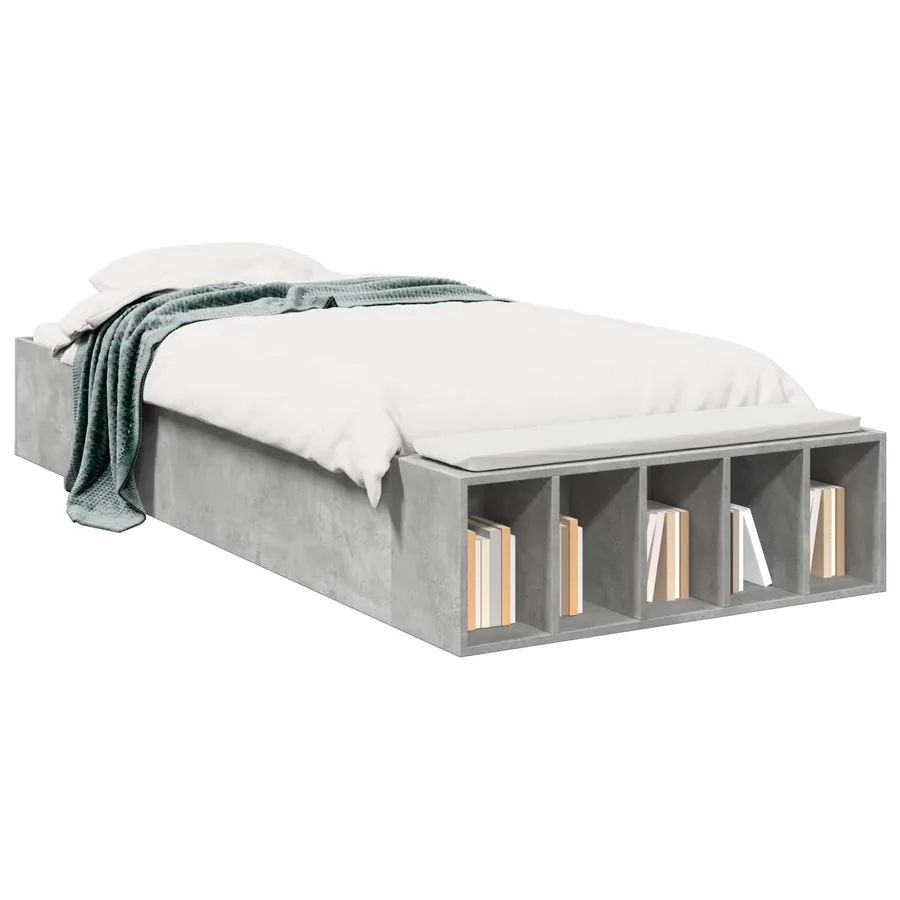 Cadre de lit avec rangement avec étagère Gris béton 80 x 200 cm - 2