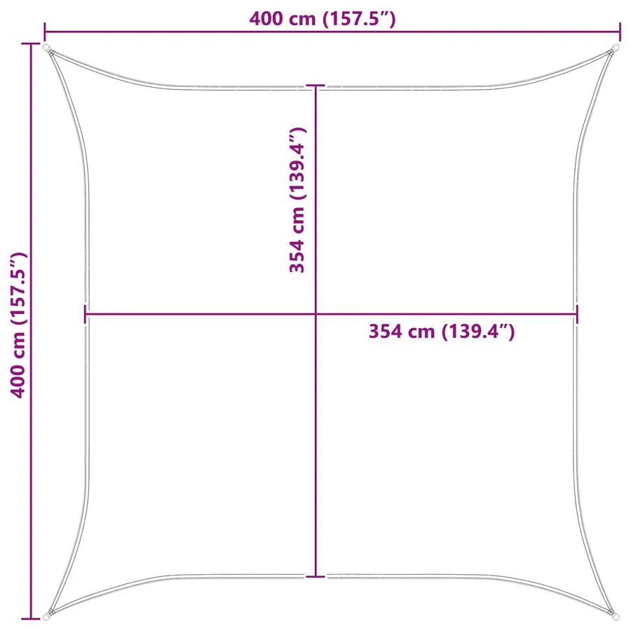 Voile d'ombre Gris clair et blanc 4 x 4 m - 10