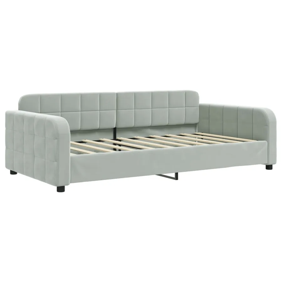 Lit de jour gris clair 100x190 cm velours - 2
