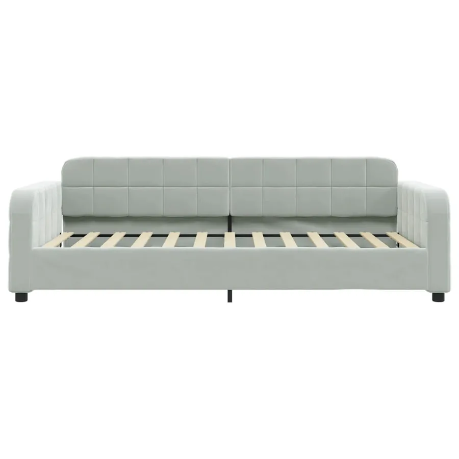 Lit de jour gris clair 100x190 cm velours - 3