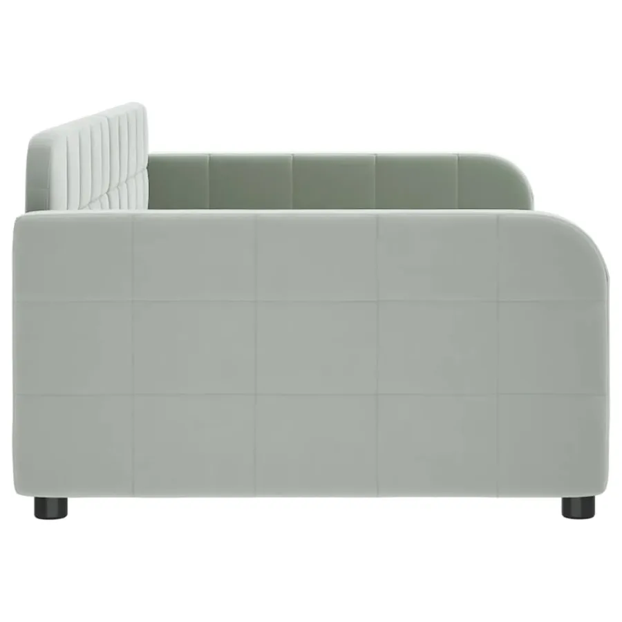 Lit de jour gris clair 100x190 cm velours - 4