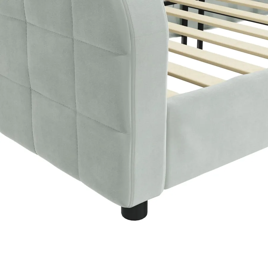Lit de jour gris clair 100x190 cm velours - 6