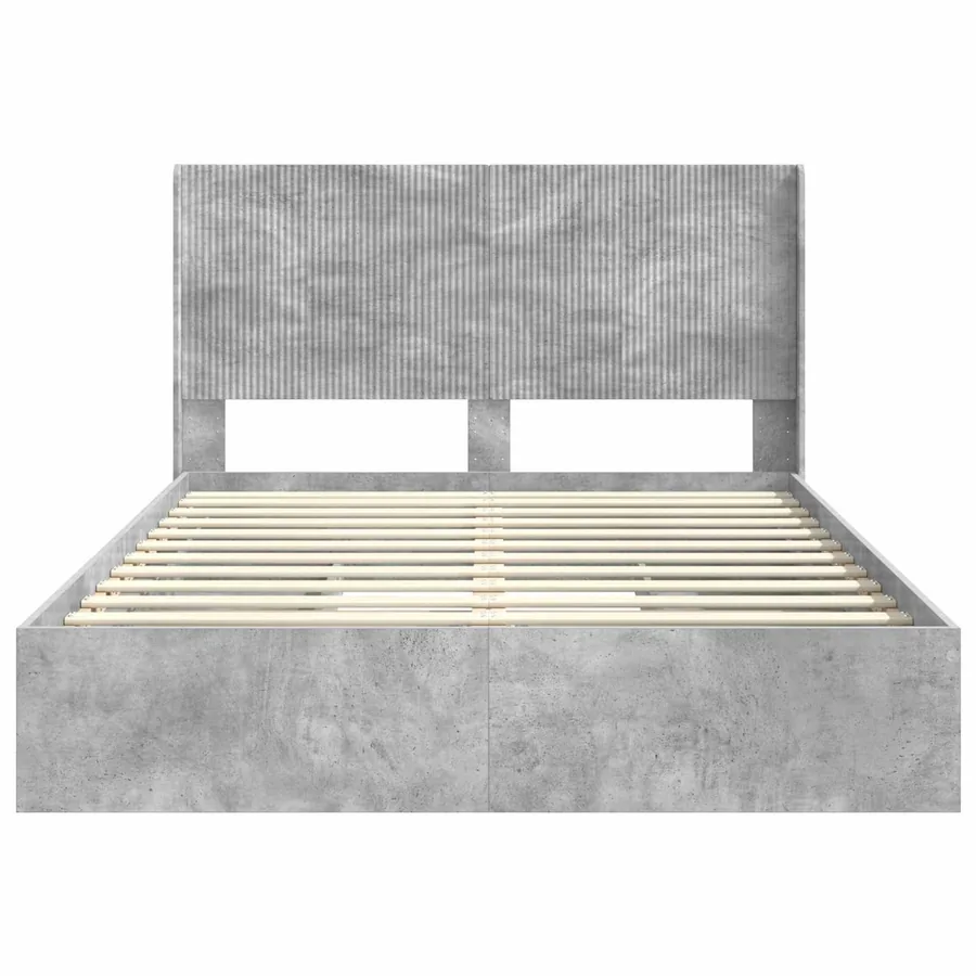 Cadre de lit avec rangement et tête de lit Gris béton - 6
