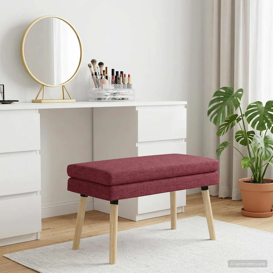 Banc à double couche Bordeaux 80 x 40 x 47 cm Tissu - 3