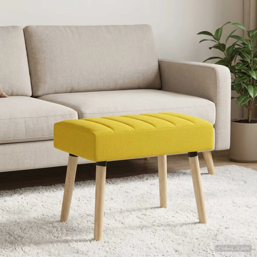 Banc capitonné canal Jaune clair 60 x 40 x 45 cm Tissu - 4