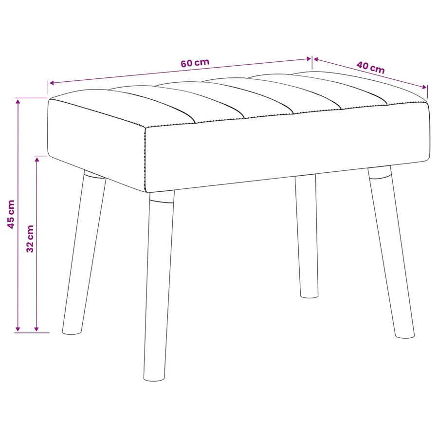 Banc capitonné canal Jaune clair 60 x 40 x 45 cm Tissu - 9