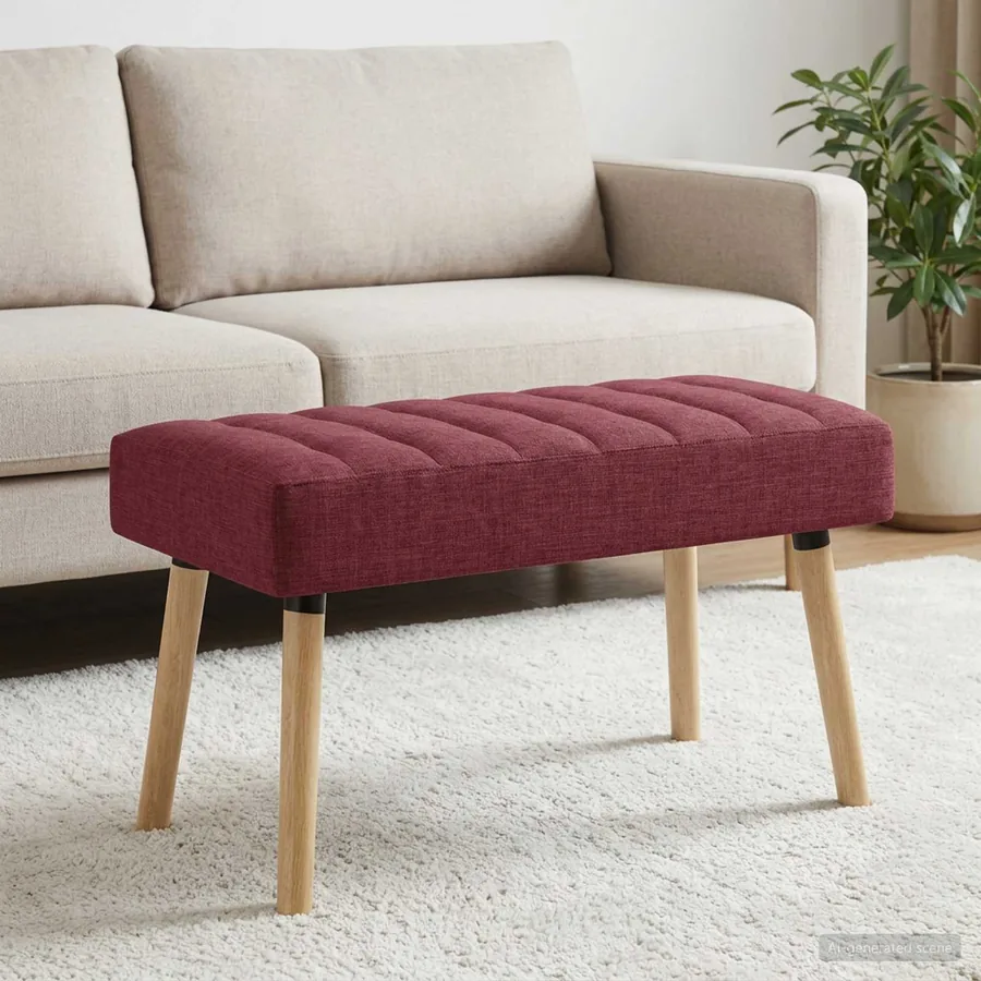 Banc capitonné canal Bordeaux 80 x 40 x 46 cm Tissu - 3