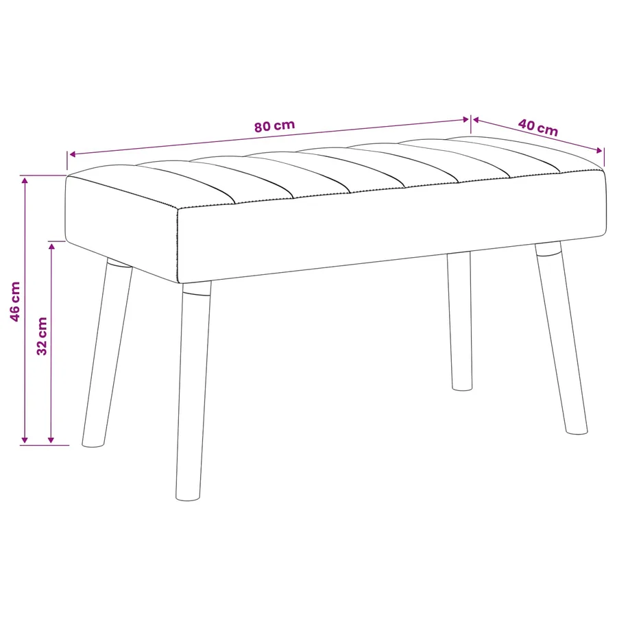 Banc capitonné canal Bordeaux 80 x 40 x 46 cm Tissu - 9