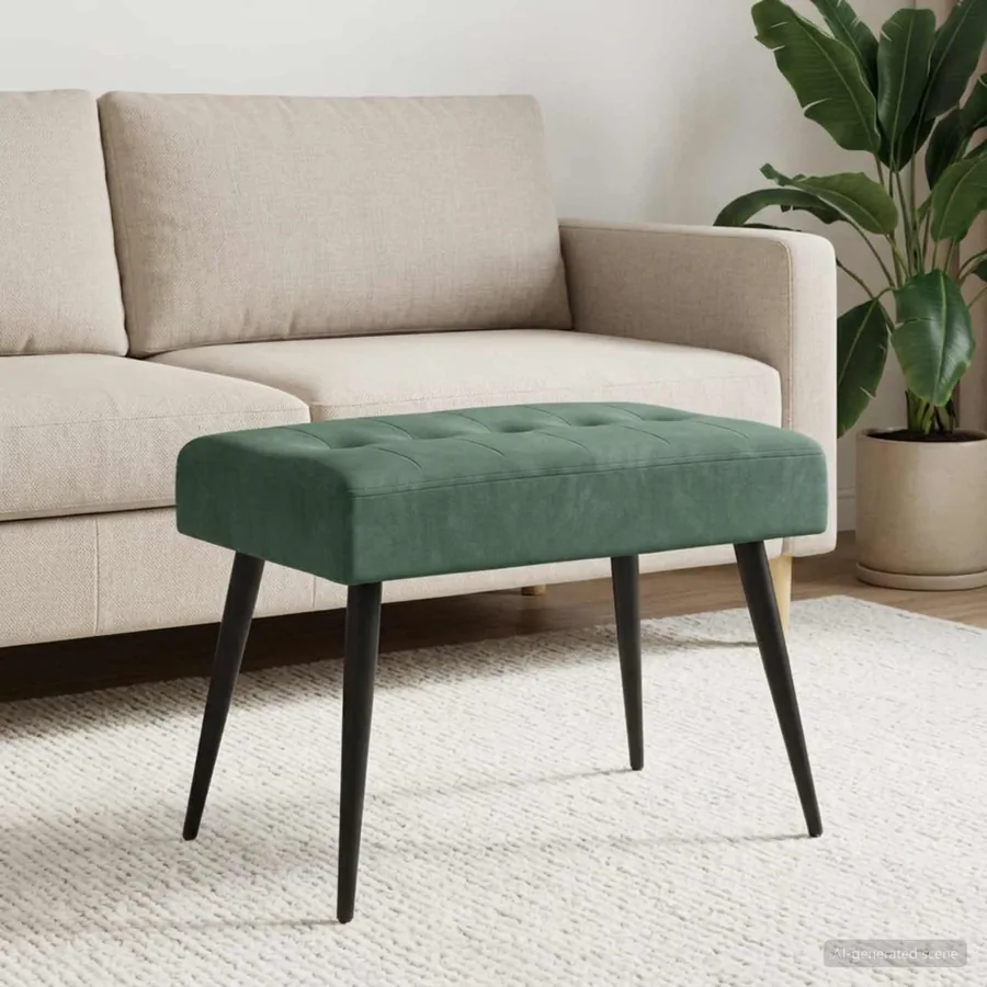 Banc avec capitonnage bouton Vert Mer 60 x 40 x 45 cm Velours - 3