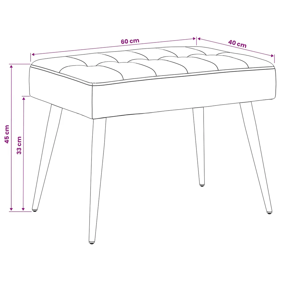 Banc avec capitonnage bouton Vert Mer 60 x 40 x 45 cm Velours - 9
