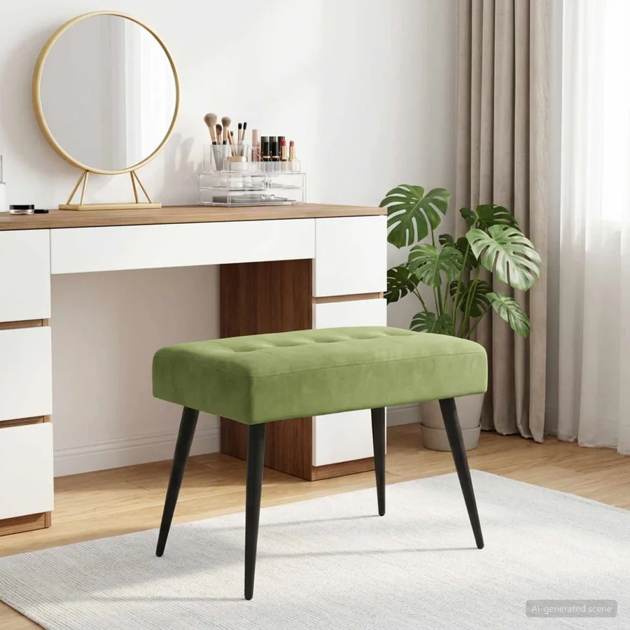 Banc avec capitonnage bouton Vert clair 60 x 40 x 45 cm Velours