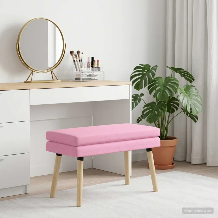 Banc à double couche Rose 80 x 40 x 47 cm Tissu - 3