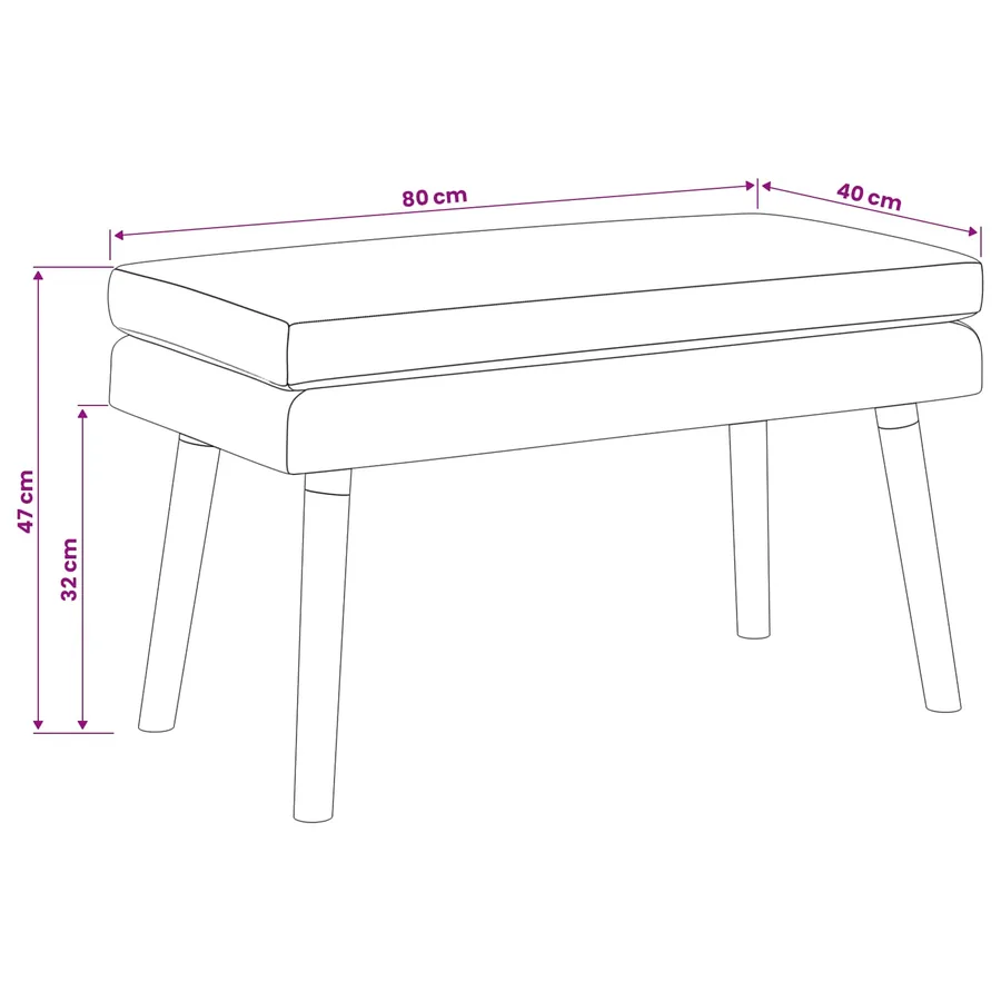 Banc à double couche Rose 80 x 40 x 47 cm Tissu - 9