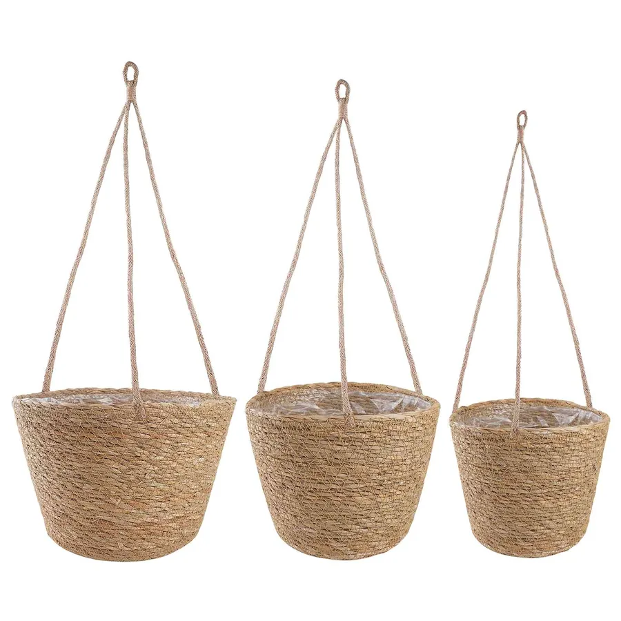Paniers à plantes en herbe de mer 3 pcs Naturel Ø26 x 19 cm