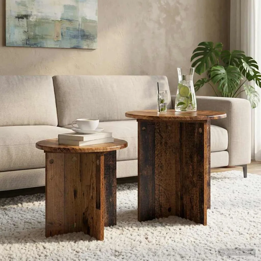 Ensemble de tables d'appoint 2 pcs Bois ancien - 4