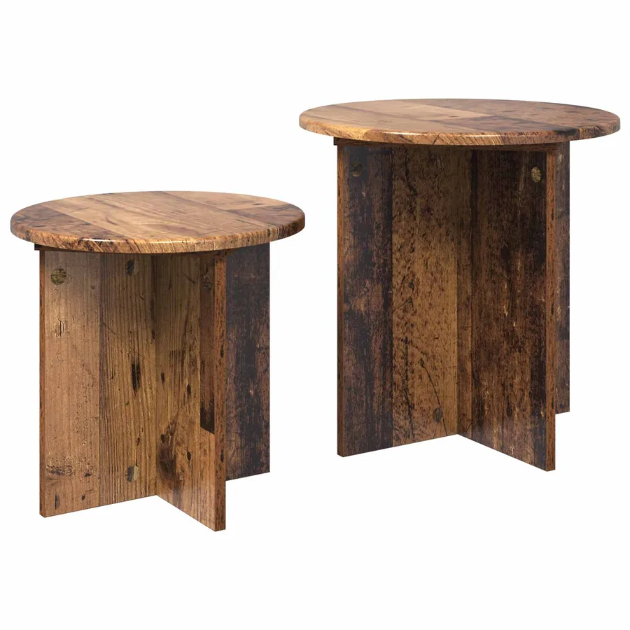 Ensemble de tables d'appoint 2 pcs Bois ancien - 5