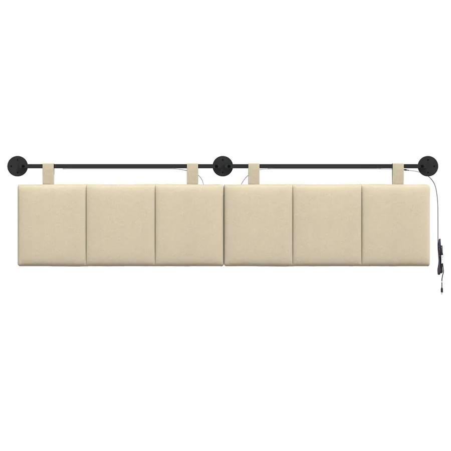 Tête de lit suspendue Avec lumière LED Crème Tissu - 2