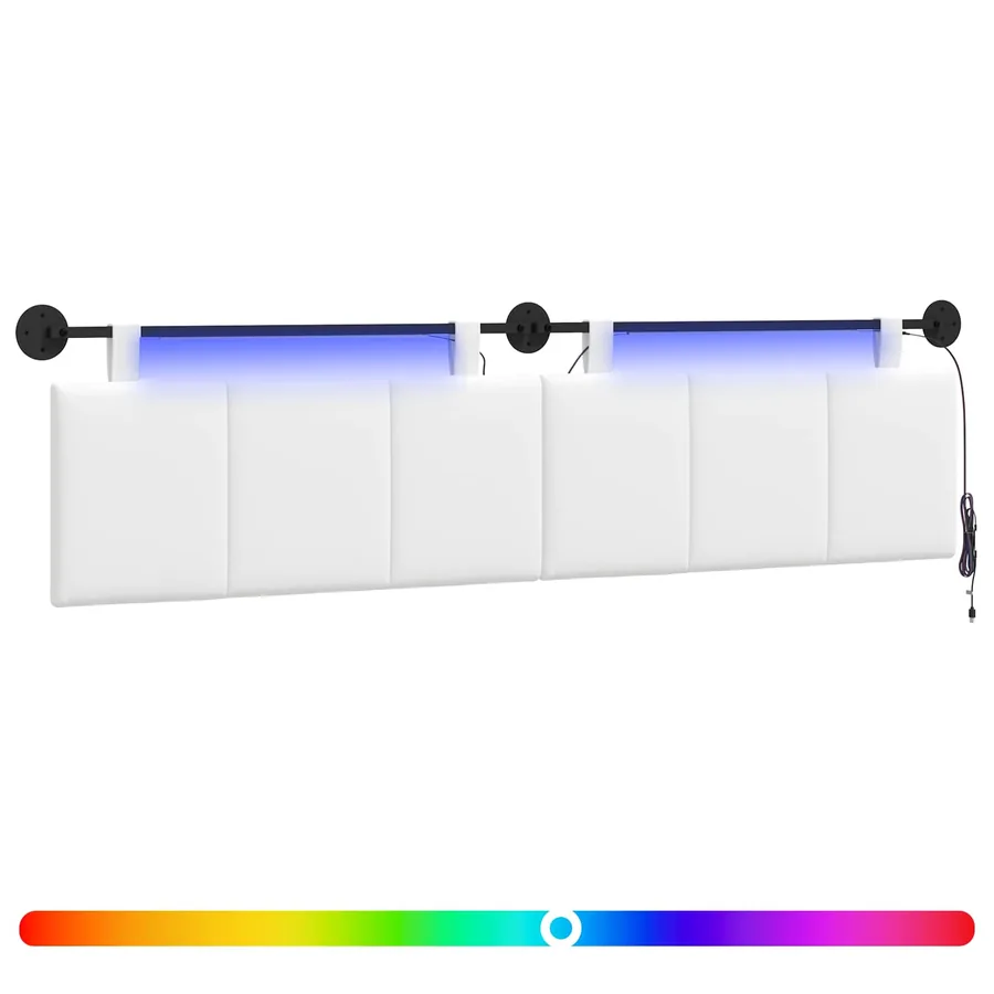Tête de lit suspendue Avec lumière LED Blanc Tissu - 2