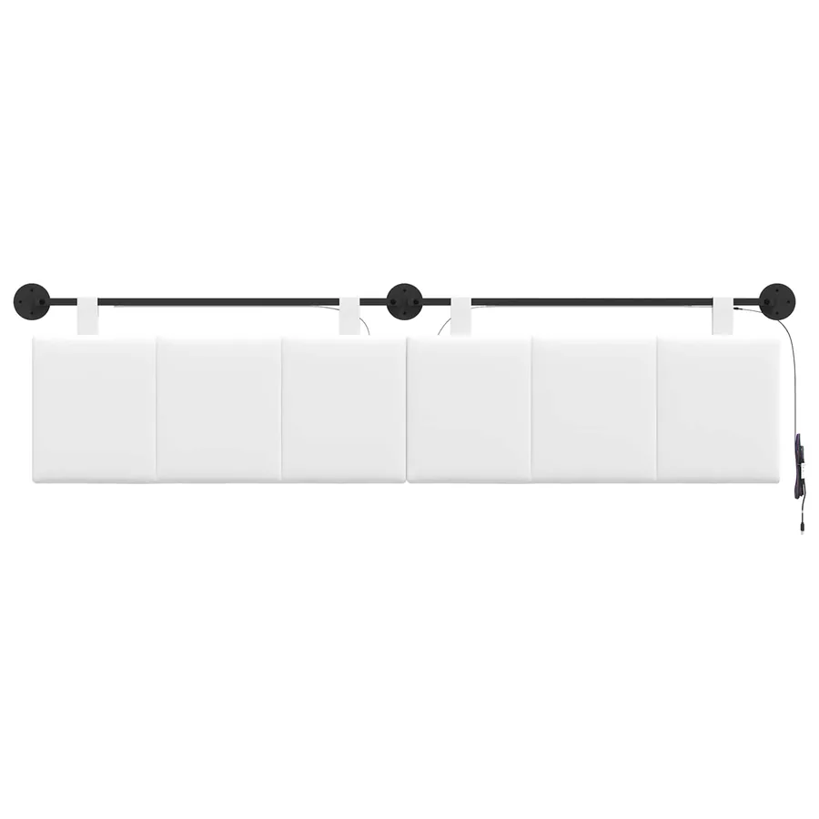 Tête de lit suspendue Avec lumière LED Blanc Tissu - 6