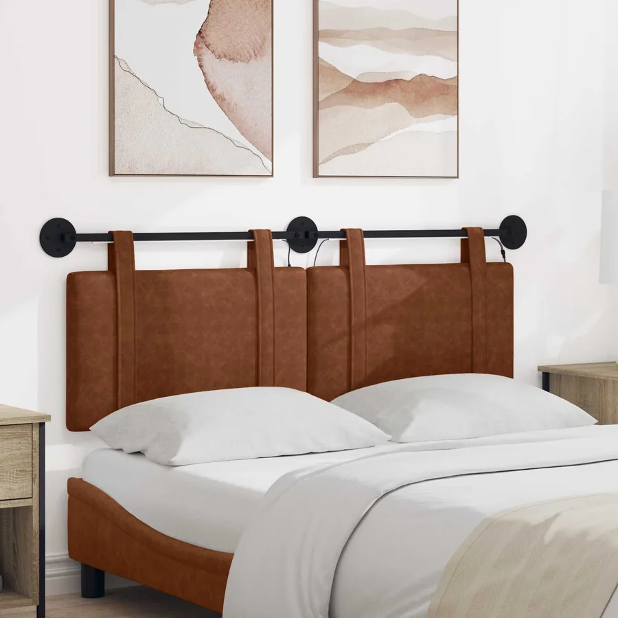 Tête de lit suspendue Avec lumière LED Marron PU antique