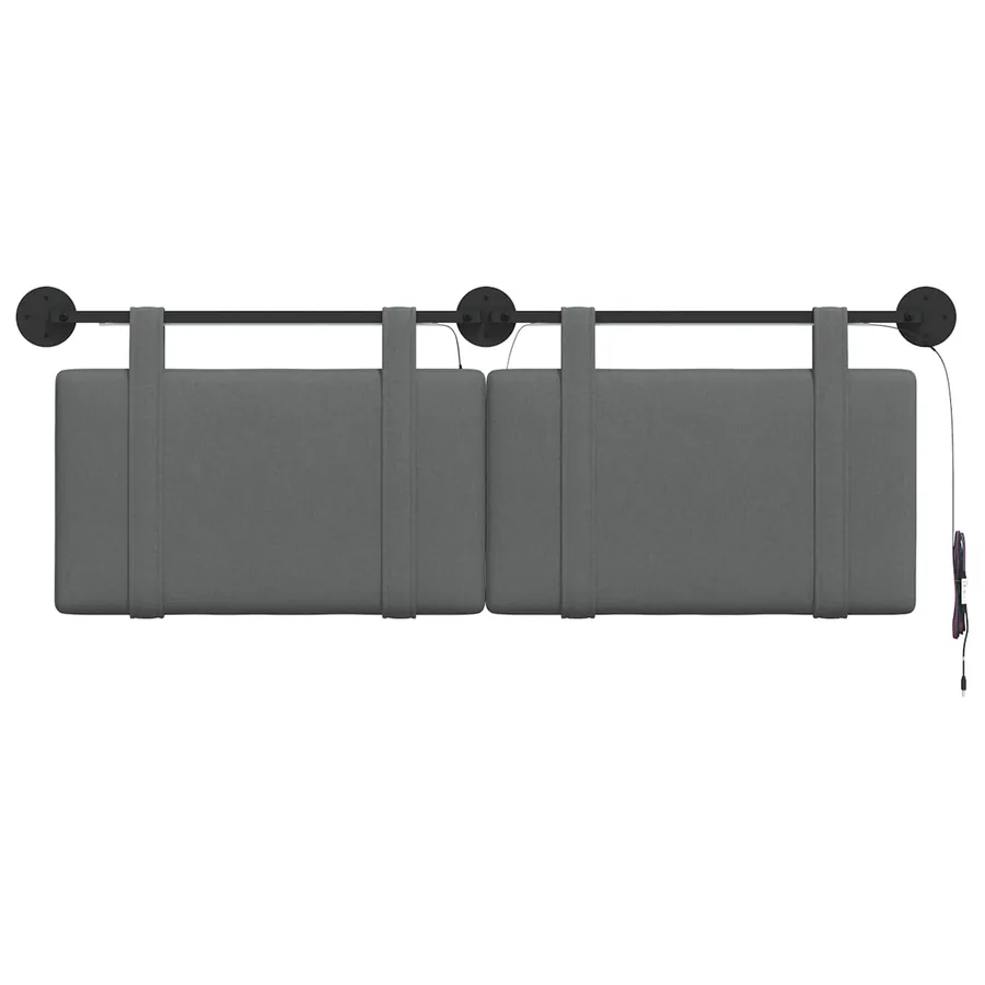 Tête de lit suspendue Avec lumière LED Gris foncé Tissu - 6