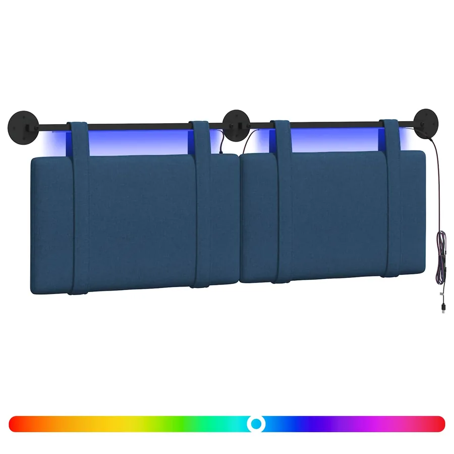 Tête de lit suspendue Avec lumière LED Bleu Tissu - 2
