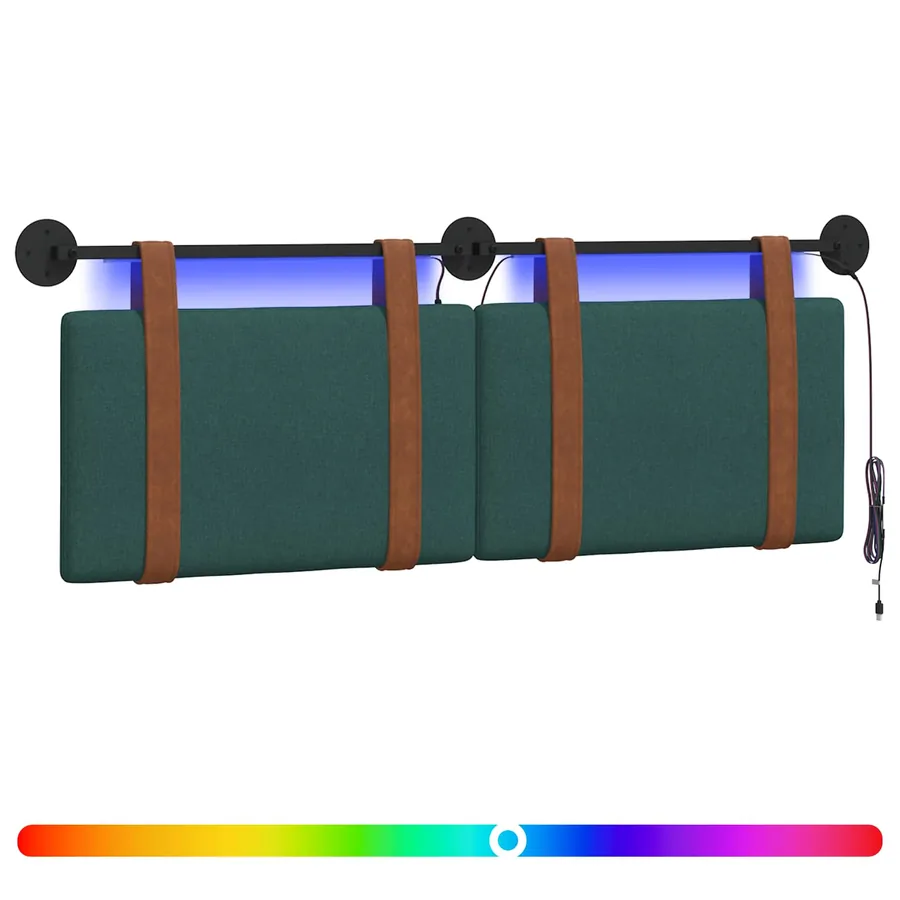 Tête de lit suspendue Avec lumière LED Vert foncé PU antique - 2