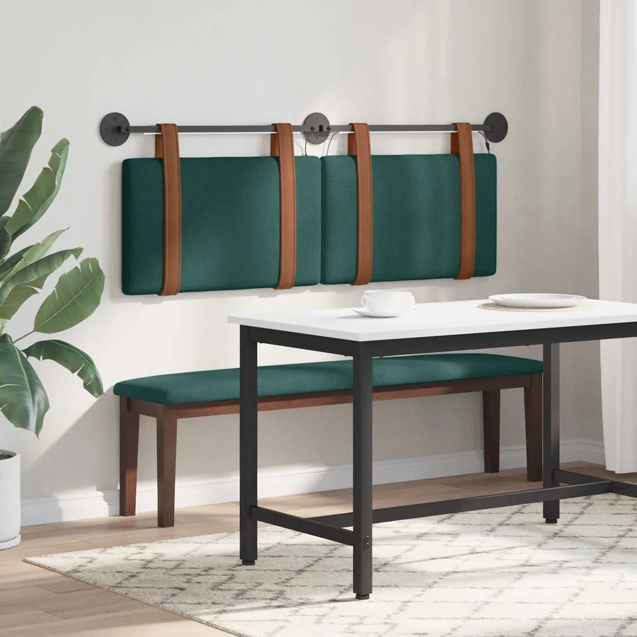 Tête de lit suspendue Avec lumière LED Vert foncé PU antique - 4